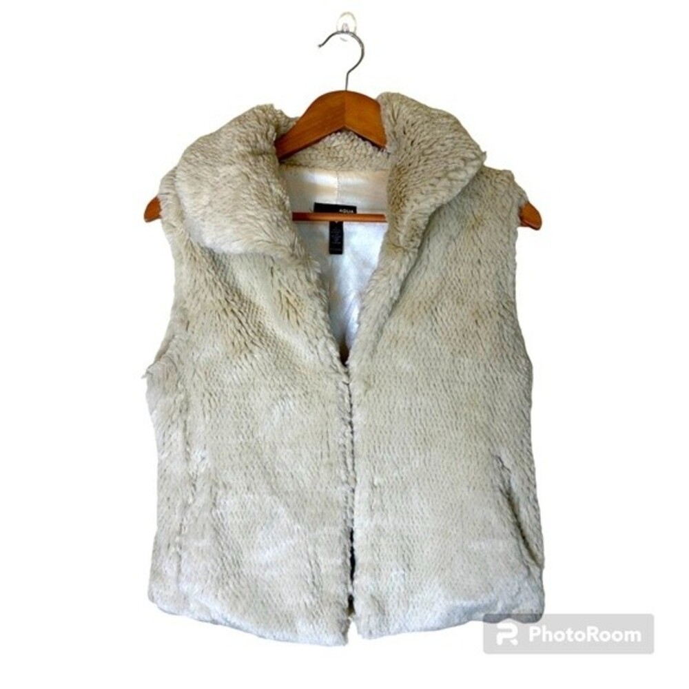 Aqua Faux Fur Vest Cream Size Small